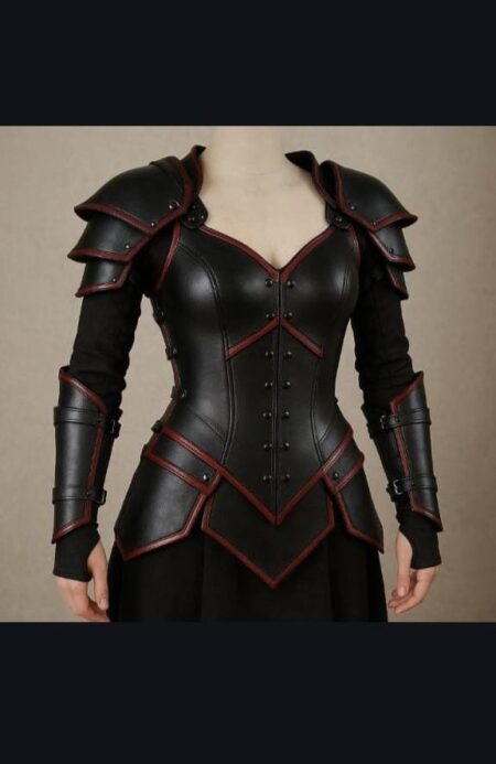 Handmade Women’s Leather Armor – Custom Fantasy Cosplay Armor Set – Medieval Renaissance Warrior Costume Breastplate