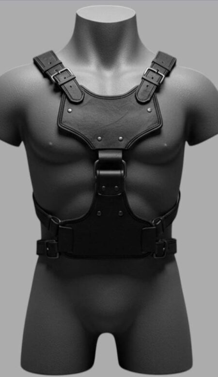 Black Leather Chest Harness Vest