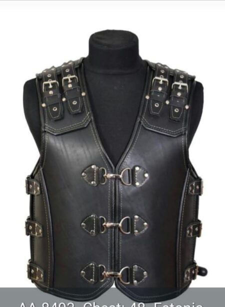 Handmade Goat Leather Biker Vest: Men's Chopper Steampunk Vest