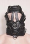 Genuine Leather Bondage Face Muzzle BDSM Head Harness Hood Men Adult