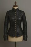Handmade Women Vintage Black Real Lambskin Leather Jacket Steampunk Military Jacket