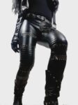 Women’s Genuine Cow Leather Pants – Handmade Black Biker Style with Studs & Zippers