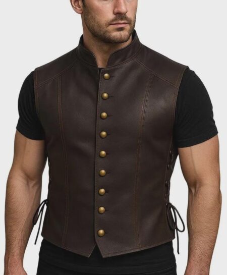 Hand Crafted Mens Leather Vest | Vintage Renaissance Style