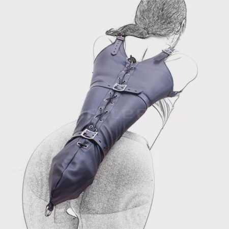 100% genuine leather Armbinder Restraint Body Harness Straight Jacket Full Sleeve Arm Back Bondage