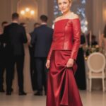 Red Sheepskin Leather Top – Handmade Cropped Open Shoulder Design | Luxury Gift for Women